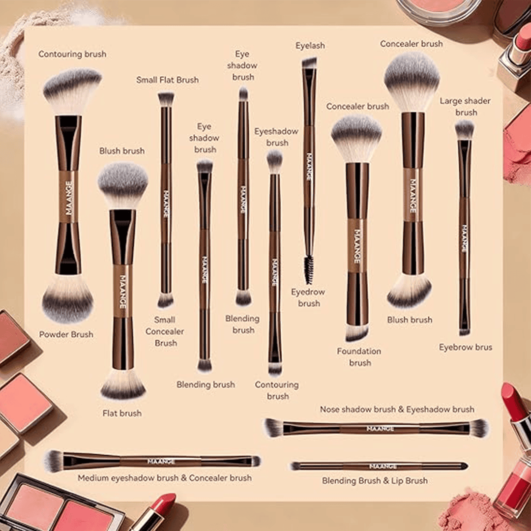 MAANGE 13Pcs Makeup Brush Set + Cosmetics Bag Makeup Tools - XOXO cosmetics