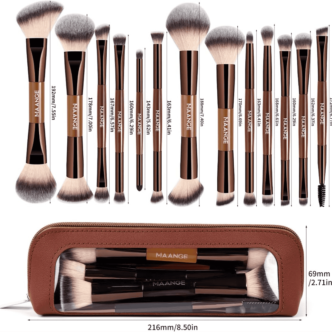 MAANGE 13Pcs Makeup Brush Set + Cosmetics Bag Makeup Tools - XOXO cosmetics