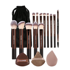 MAANGE 16pcs Makeup Brush Set - Brown Makeup Tools - XOXO cosmetics