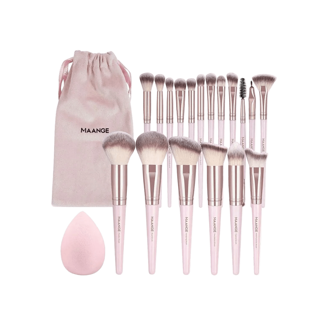 MAANGE 18Pcs Makeup Brush Set + 1 Brush Egg + 1 Velvet Pouch Makeup Tools - XOXO cosmetics
