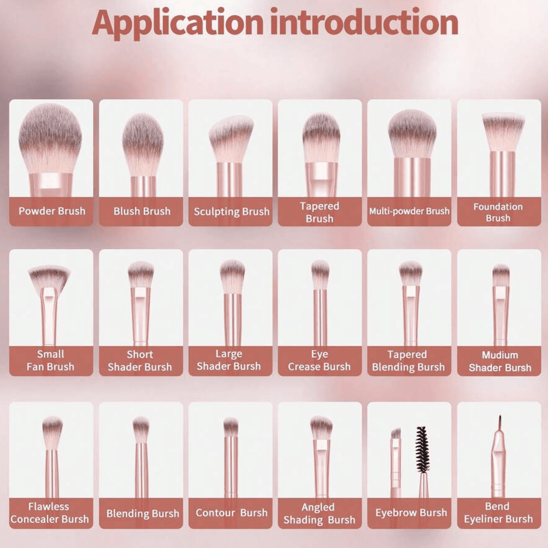 MAANGE 20Pcs Makeup Brushes + 1 Powder Puff + 1 Storage Bag Makeup Tools - XOXO cosmetics