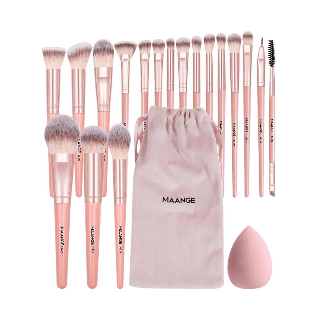 MAANGE 20Pcs Makeup Brushes + 1 Powder Puff + 1 Storage Bag Makeup Tools - XOXO cosmetics