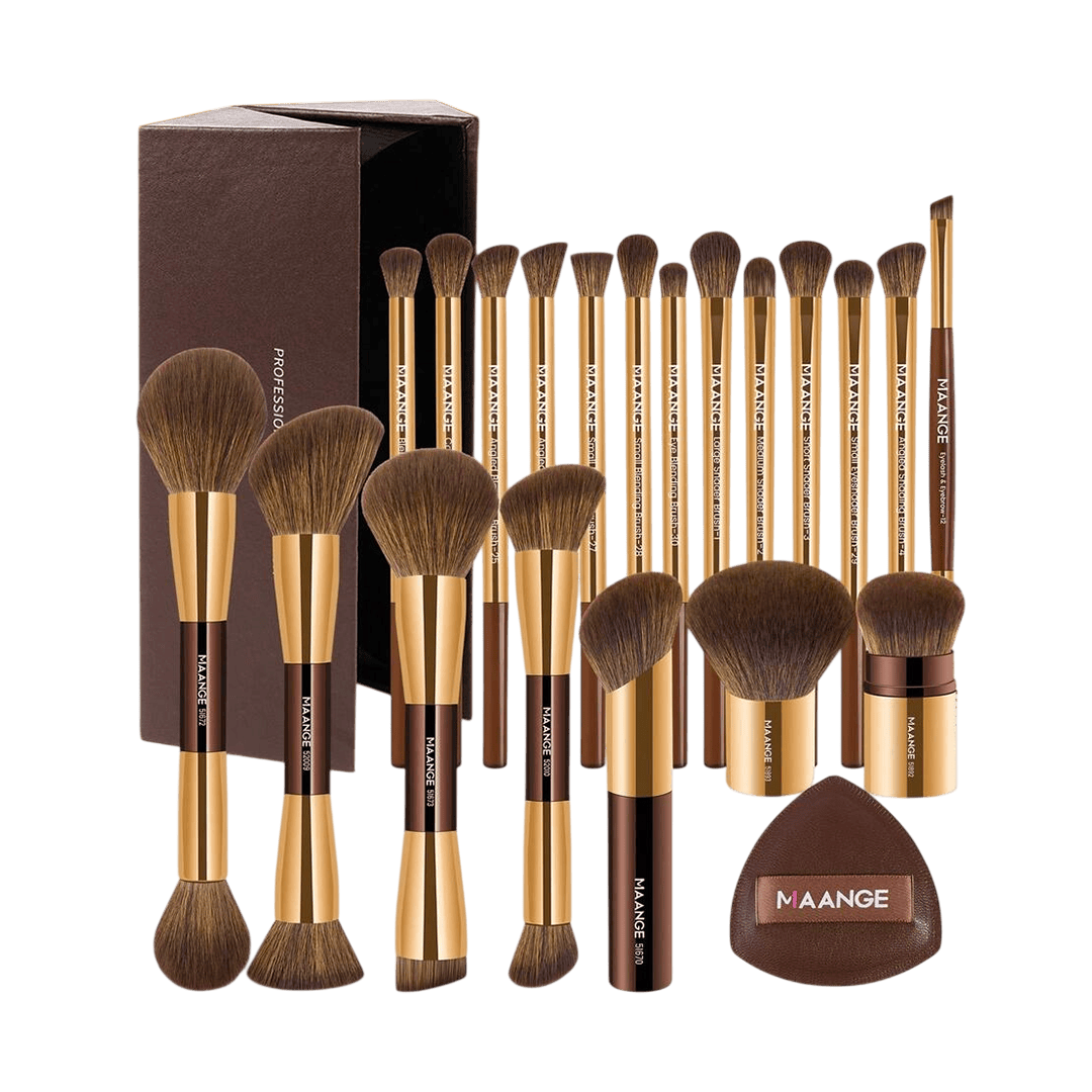 MAANGE 20Pcs Professional Makeup Brushes + 1pc Powder Puff Makeup Tools - XOXO cosmetics