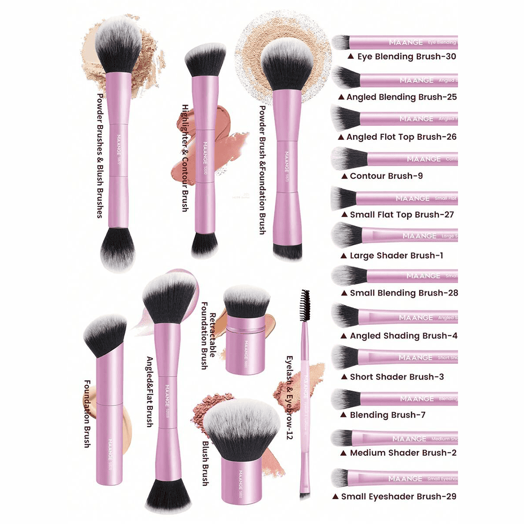 MAANGE 20Pcs Professional Makeup Brushes + 1pc Powder Puff Makeup Tools - XOXO cosmetics