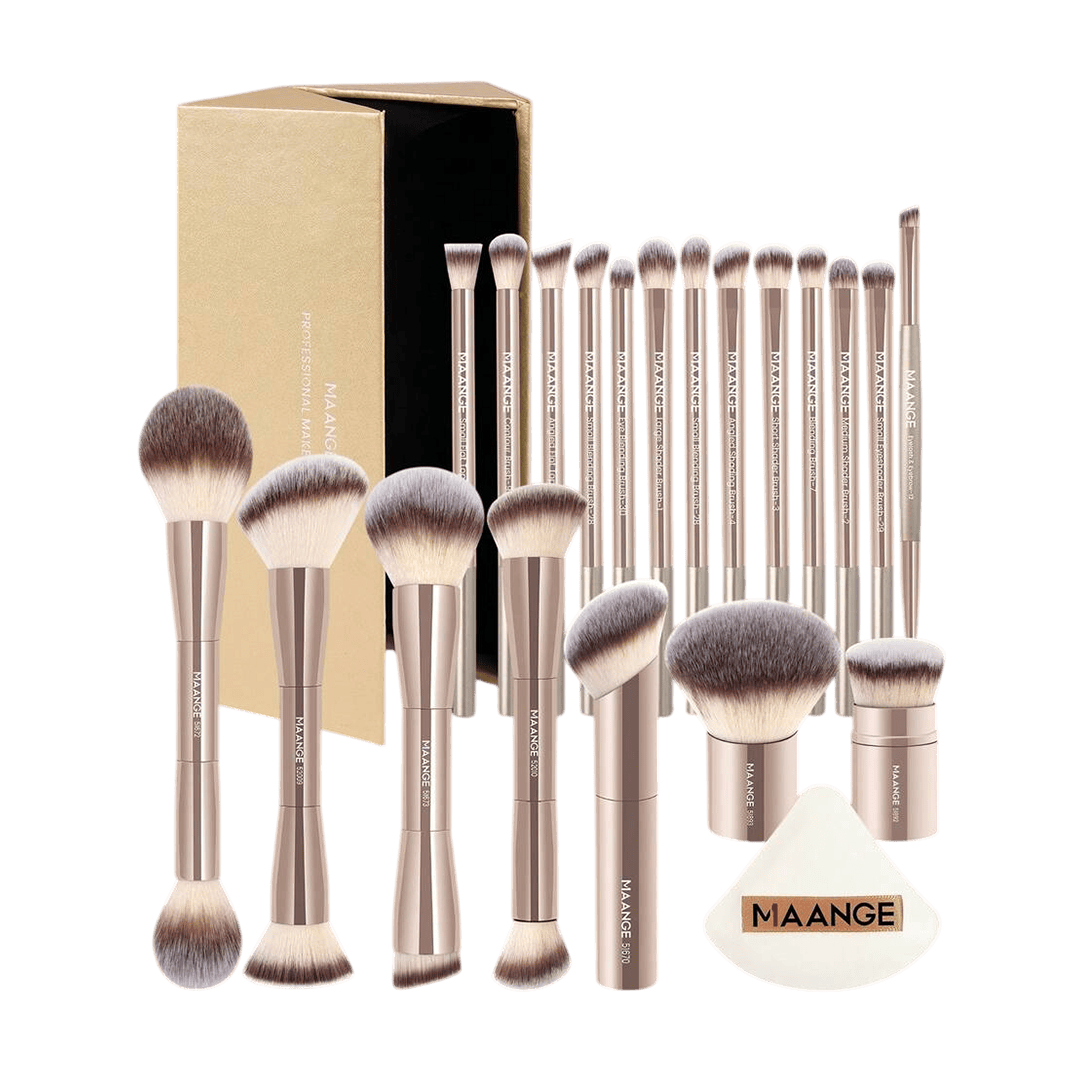 MAANGE 20Pcs Professional Makeup Brushes + 1pc Powder Puff Makeup Tools - XOXO cosmetics
