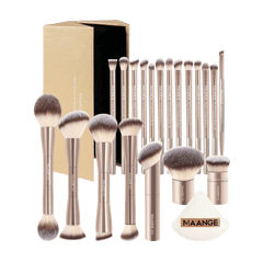 MAANGE 20Pcs Professional Makeup Brushes + 1pc Powder Puff Makeup Tools - XOXO cosmetics