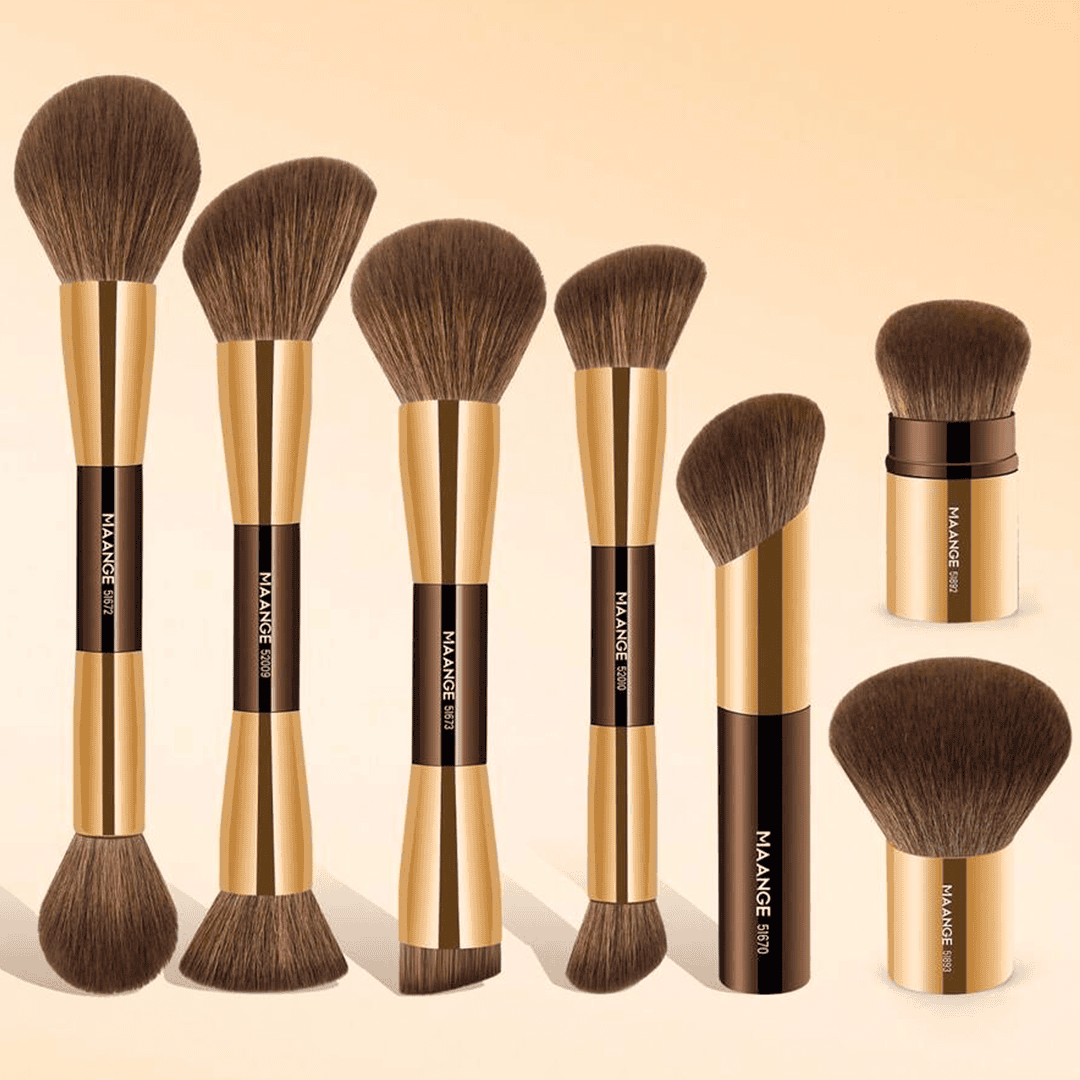 MAANGE 20pcs Professional Aluminum Tube Makeup Brushes & Sponge Puff Set + Storage Box Makeup Tools - XOXO cosmetics