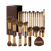 MAANGE 20pcs Professional Aluminum Tube Makeup Brushes & Sponge Puff Set + Storage Box Makeup Tools - XOXO cosmetics