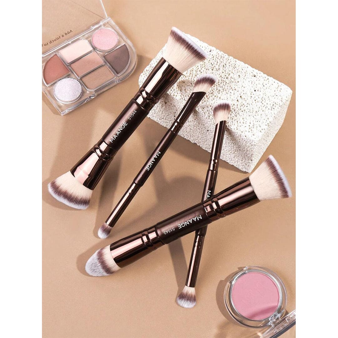 MAANGE 4pcs Double Headed Soft Natural Synthetic Hair Cosmetic Brush Set Makeup Tools - XOXO cosmetics