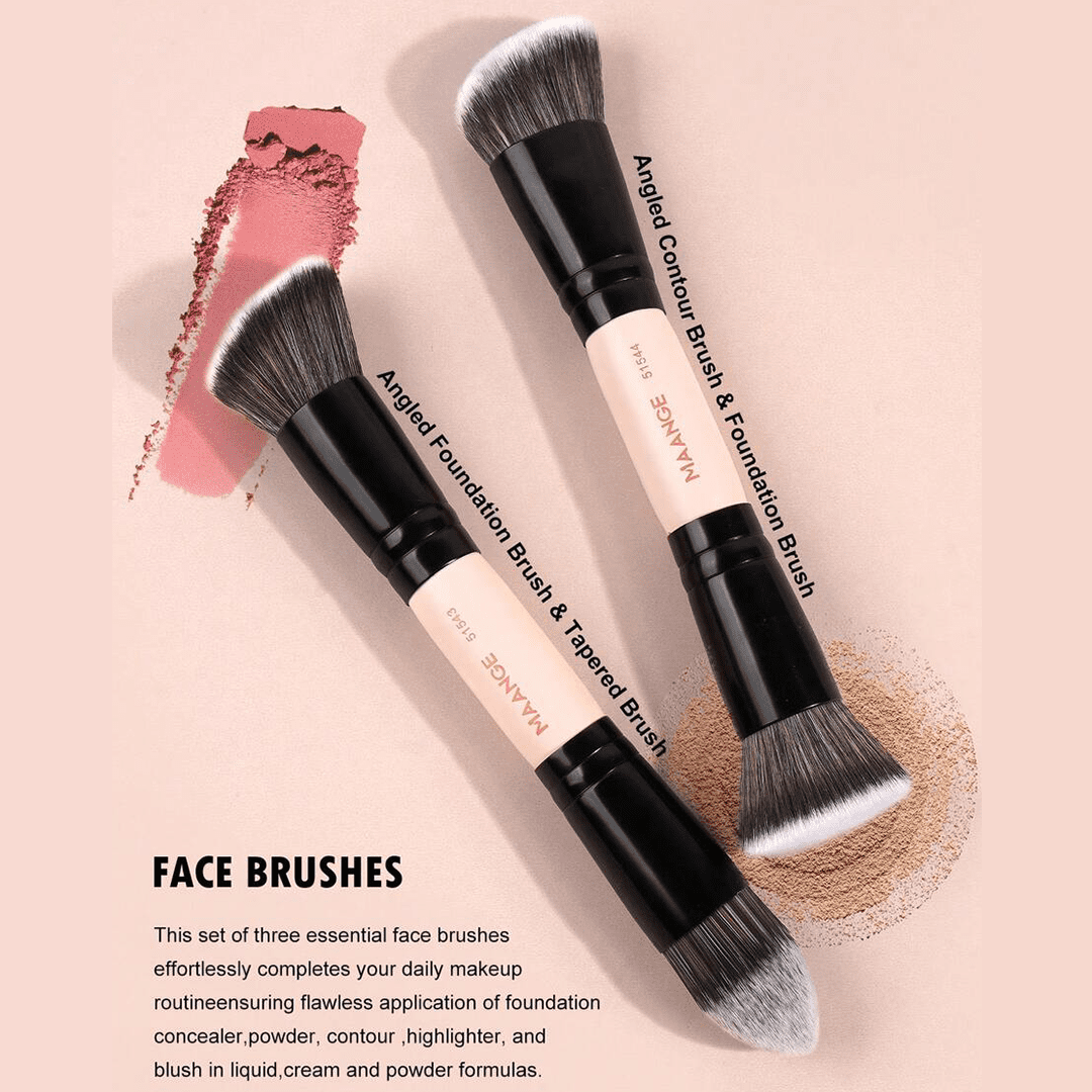 MAANGE 4pcs Dual-Ended Soft Natural Synthetic Makeup Brush Set Makeup Tools - XOXO cosmetics