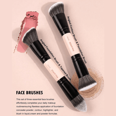 MAANGE 4pcs Dual-Ended Soft Natural Synthetic Makeup Brush Set Makeup Tools - XOXO cosmetics