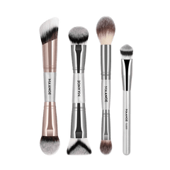 MAANGE 4pcs Dual-Ended Soft Natural Synthetic Makeup Brush Set Makeup Tools - XOXO cosmetics