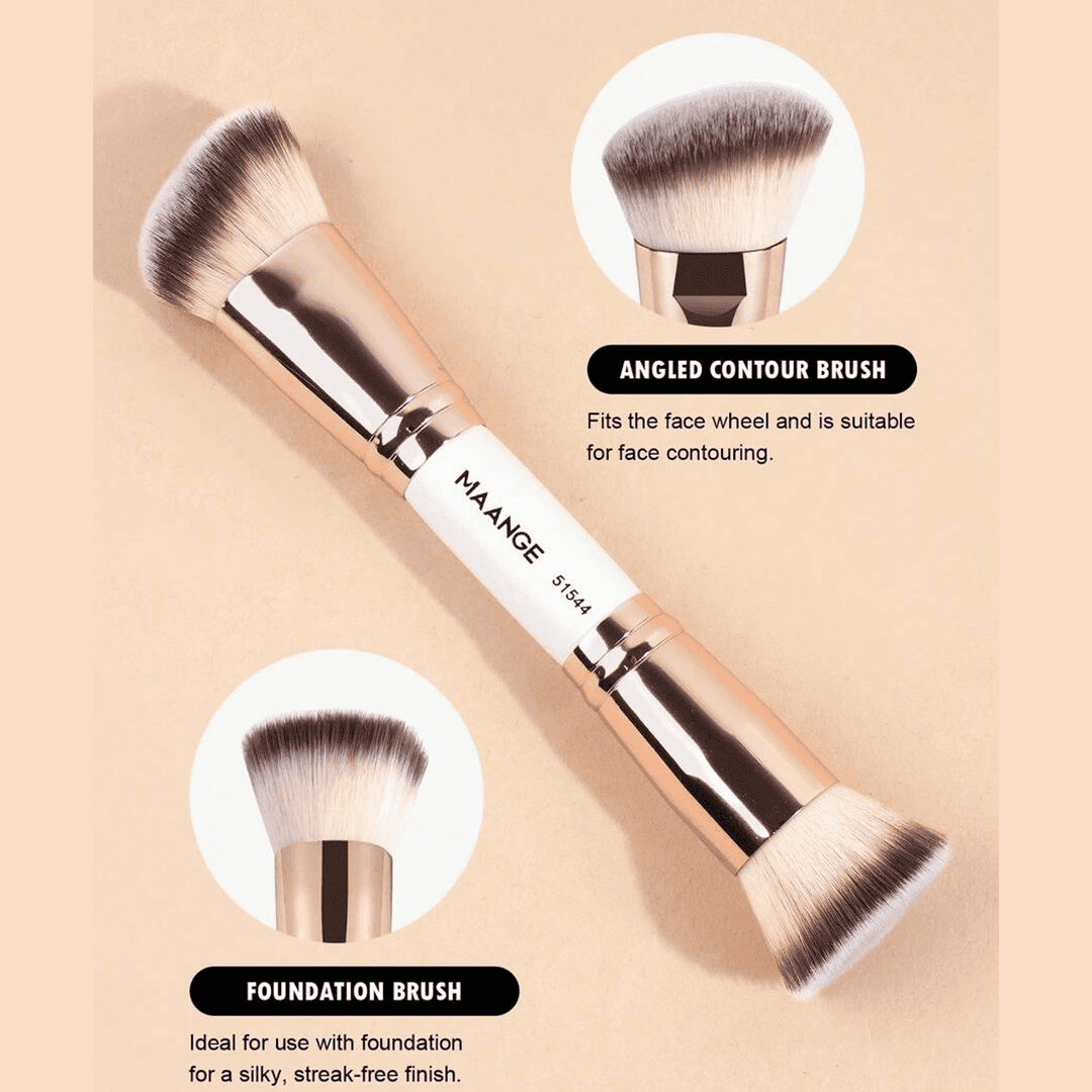 MAANGE 4pcs Dual-Ended Soft Natural Synthetic Makeup Brush Set White Makeup Tools - XOXO cosmetics
