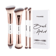 MAANGE 4pcs Dual-Ended Soft Natural Synthetic Makeup Brush Set White Makeup Tools - XOXO cosmetics