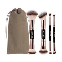 MAANGE 4pcs Professional Double-Headed Makeup Brush Set + 1Pc Velvet Bag Makeup Tools - XOXO cosmetics