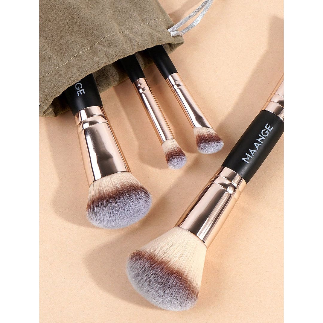 MAANGE 4pcs Professional Double-Headed Makeup Brush Set With Velvet Bag Makeup Tools - XOXO cosmetics