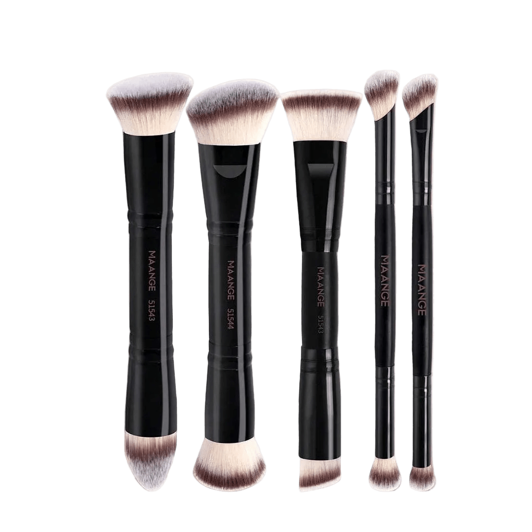 MAANGE 5Pcs Professional Facial Double-Ended Makeup Brush Set Makeup Tools - XOXO cosmetics