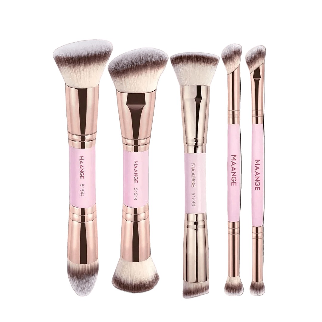 MAANGE 5Pcs Professional Facial Double-Ended Makeup Brush Set Makeup Tools - XOXO cosmetics