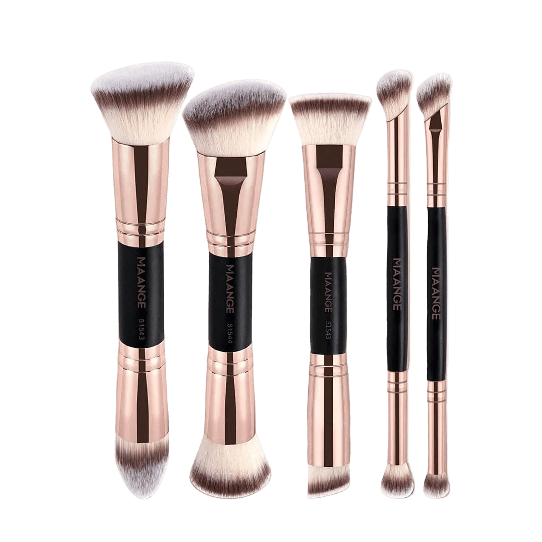 MAANGE 5Pcs Professional Facial Double-Ended Makeup Brush Set Makeup Tools - XOXO cosmetics
