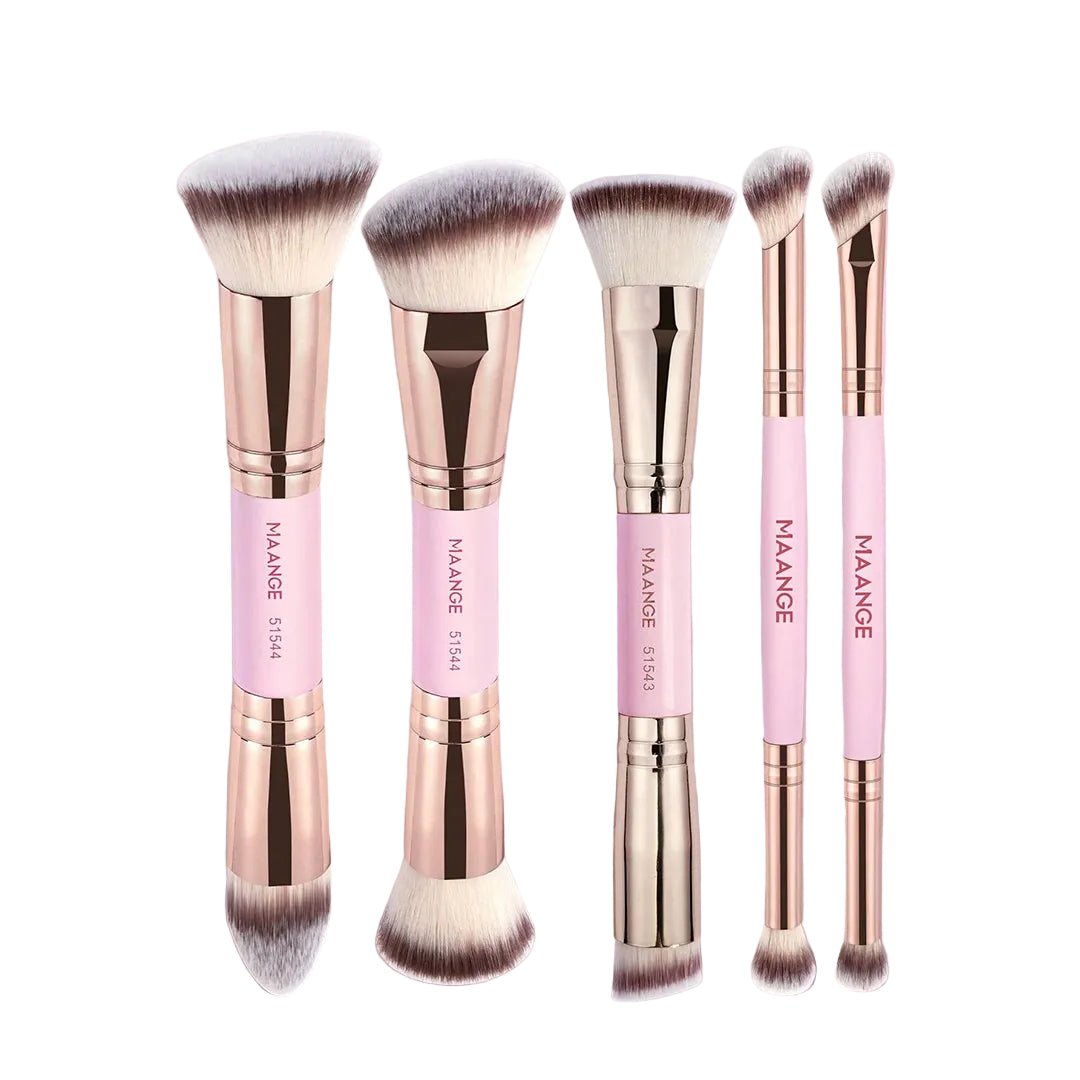 MAANGE 5Pcs Professional Facial Double-Ended Makeup Brush Set Makeup Tools - XOXO cosmetics