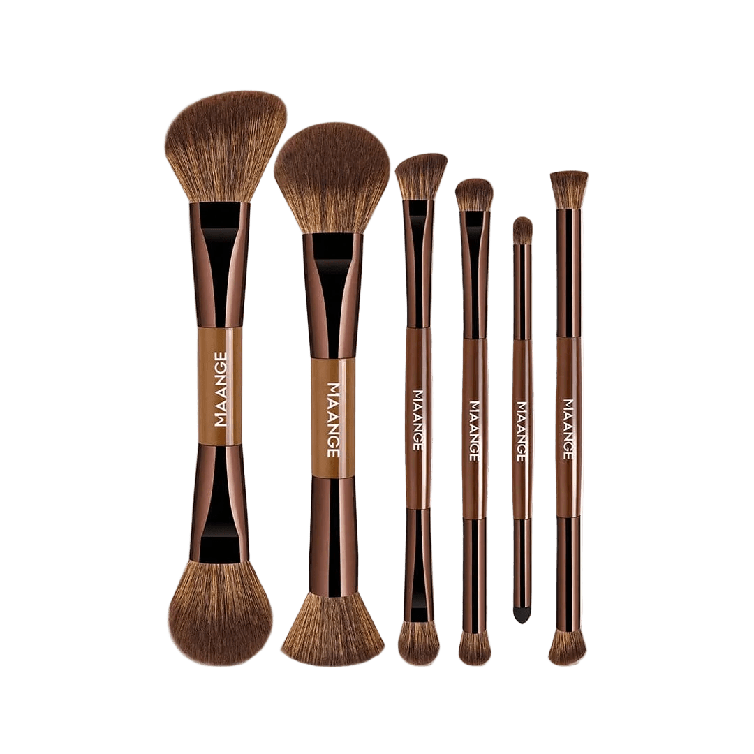 MAANGE 6Pcs Double Headed Soft Natural Synthetic Hair Cosmetic Brush Set Makeup Tools - XOXO cosmetics