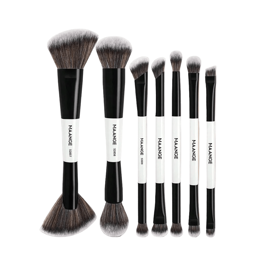 MAANGE 7Pcs Double Headed Soft Natural Synthetic Hair Cosmetic Brush Set Makeup Tools - XOXO cosmetics