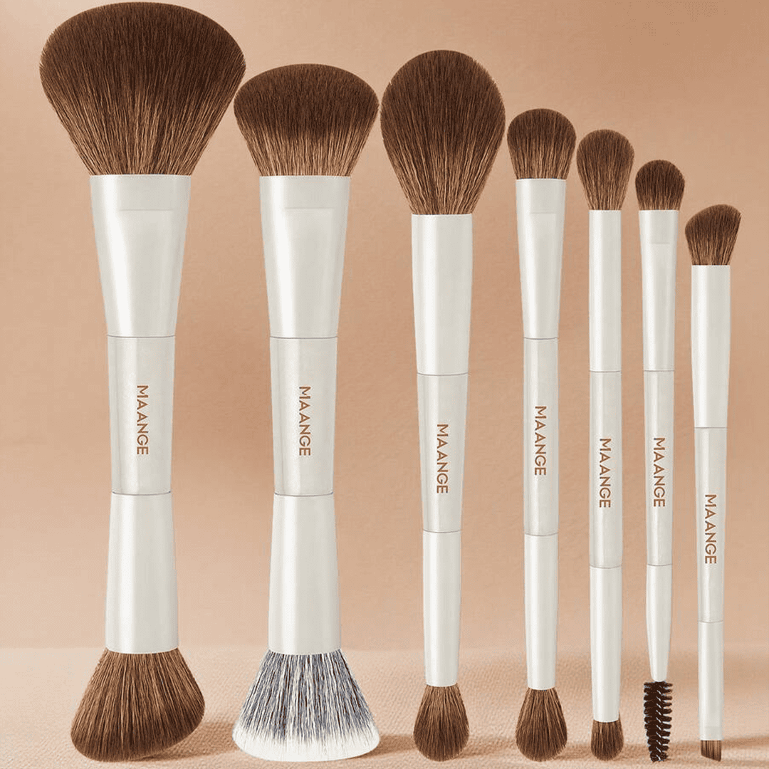 MAANGE 7Pcs Makeup Brushes + 2 Powder Puffs + 1 Makeup Bag Makeup Tools - XOXO cosmetics