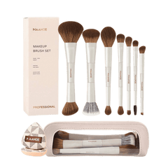 MAANGE 7Pcs Makeup Brushes + 2 Powder Puffs + 1 Makeup Bag Makeup Tools - XOXO cosmetics
