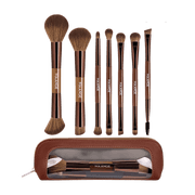 MAANGE 7Pcs Professional Facial Double-Ended Makeup Brush Set + Cosmetics Bag Makeup Tools - XOXO cosmetics