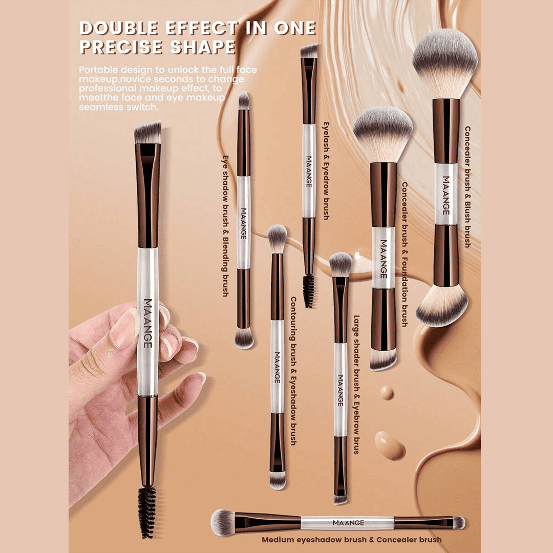 MAANGE 7pcs Professional Dual-Ended Makeup Brush Set Makeup Tools - XOXO cosmetics