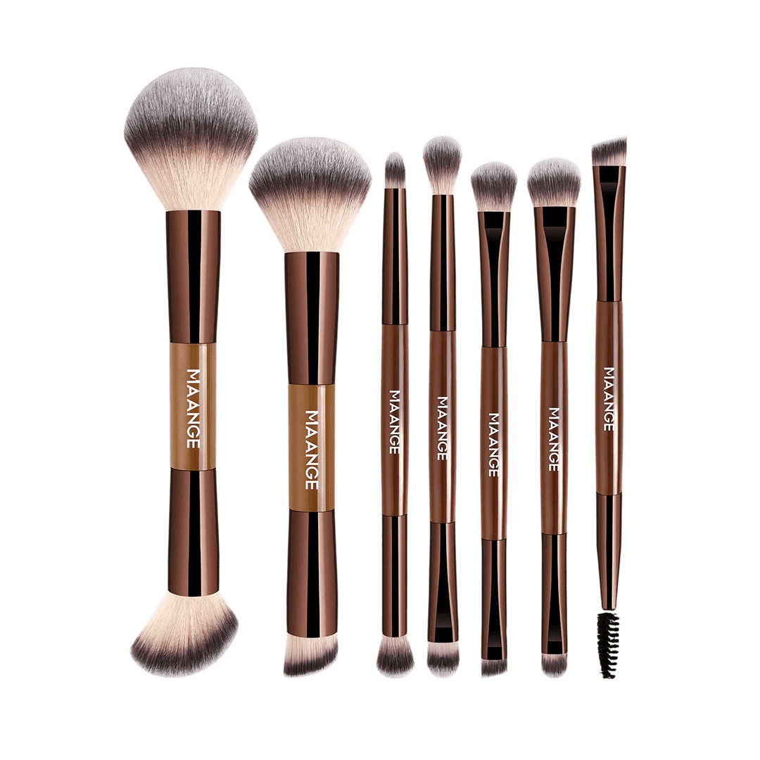 MAANGE 7pcs Professional Dual-Ended Makeup Brush Set + Cosmetics Bag Makeup Tools - XOXO cosmetics