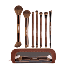 MAANGE 7pcs Soft Dual-Ended Multi-Functional Makeup Brush Set + Cosmetics Bag Makeup Tools - XOXO cosmetics