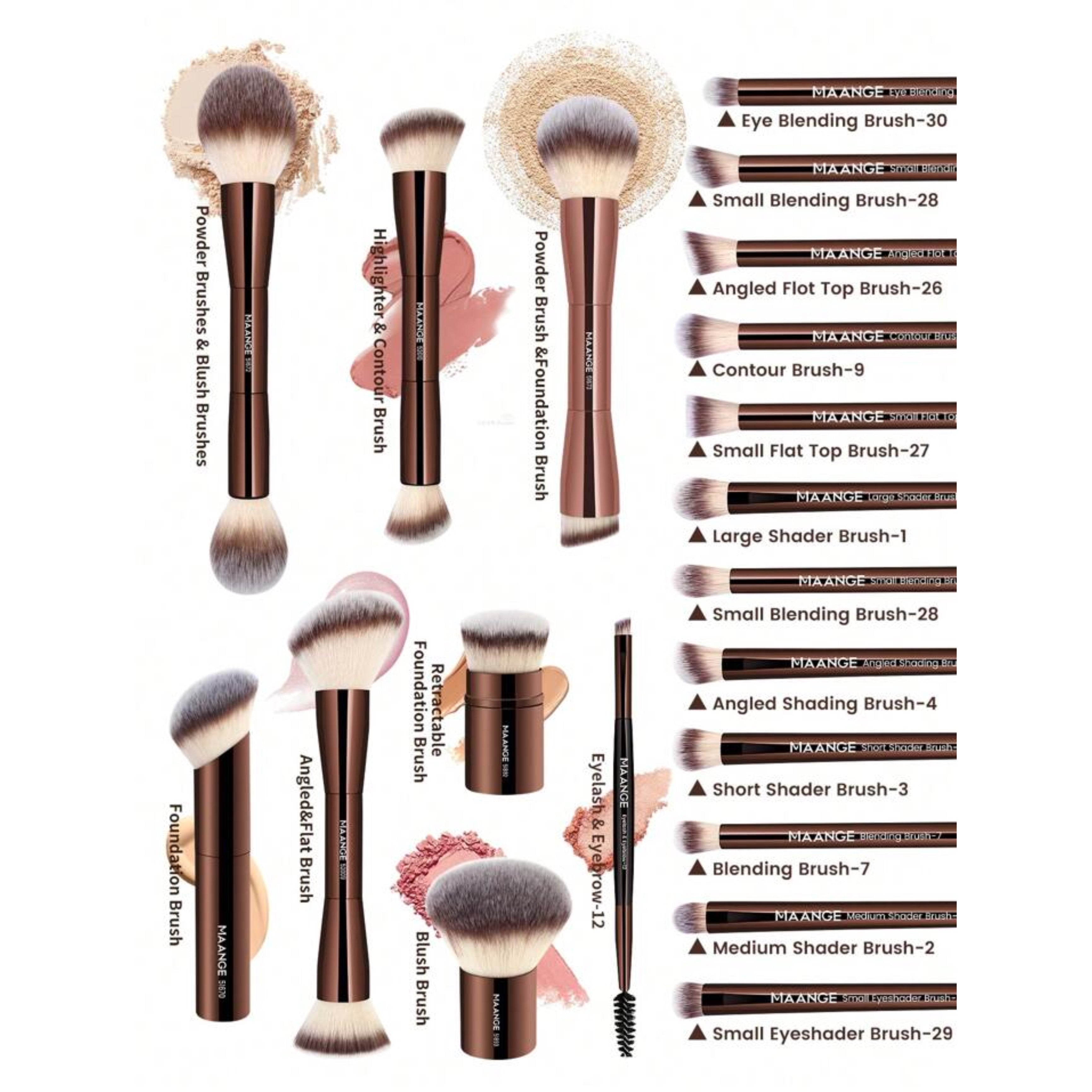MAANGE Professional Makeup Brush Set - 20pcs Makeup Tools - XOXO cosmetics