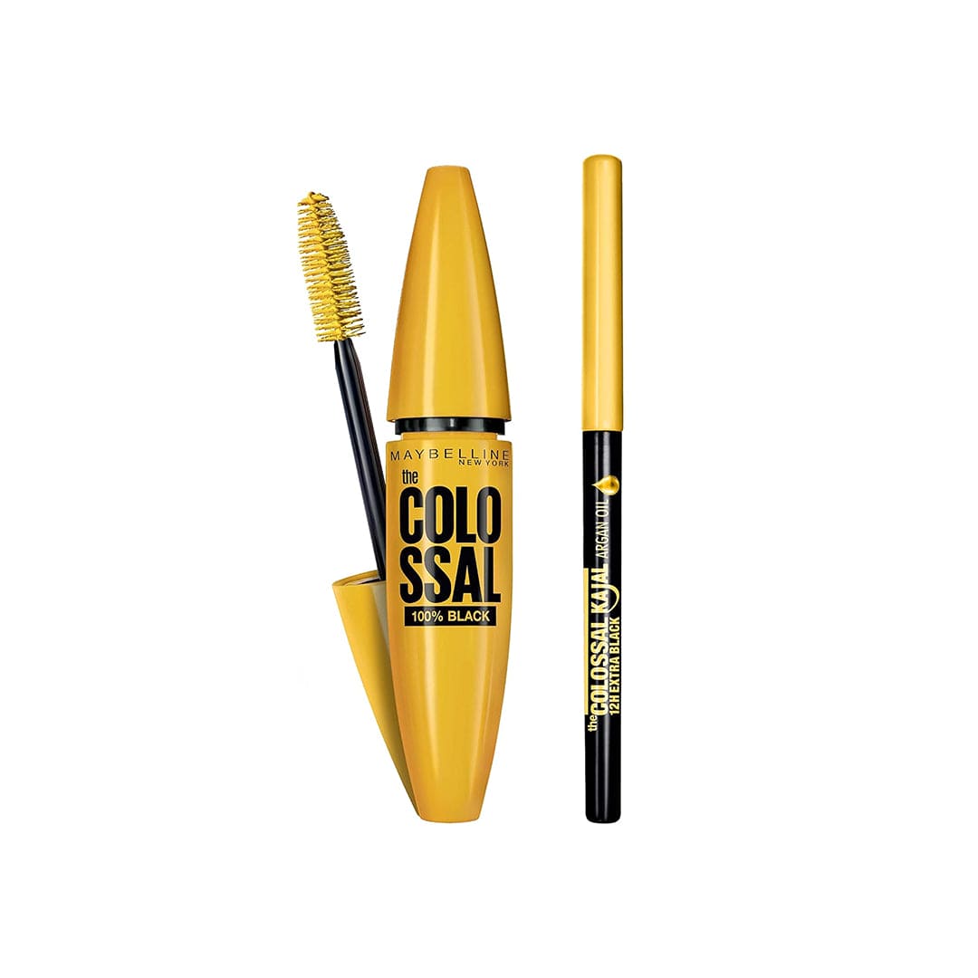 Maybelline Special Offer - The Colossal 100% Black Mascara + The Colossal Kajal Argan Oil Mascara Set - XOXO cosmetics