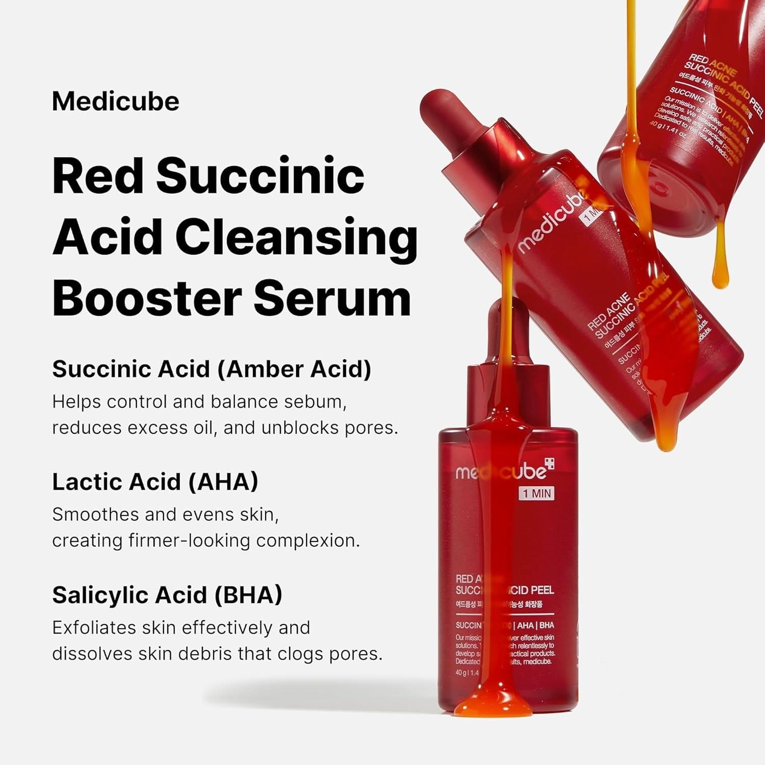 Medicube 1 MIN Red Acne Succinic Acid Peel - 40g Face Serum - XOXO cosmetics