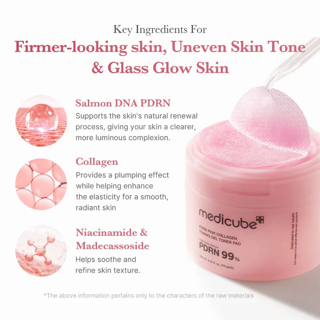 Medicube PDRN 99% Pink Collagen Toning Gel Toner PAD - 120ml Face Mask - XOXO cosmetics