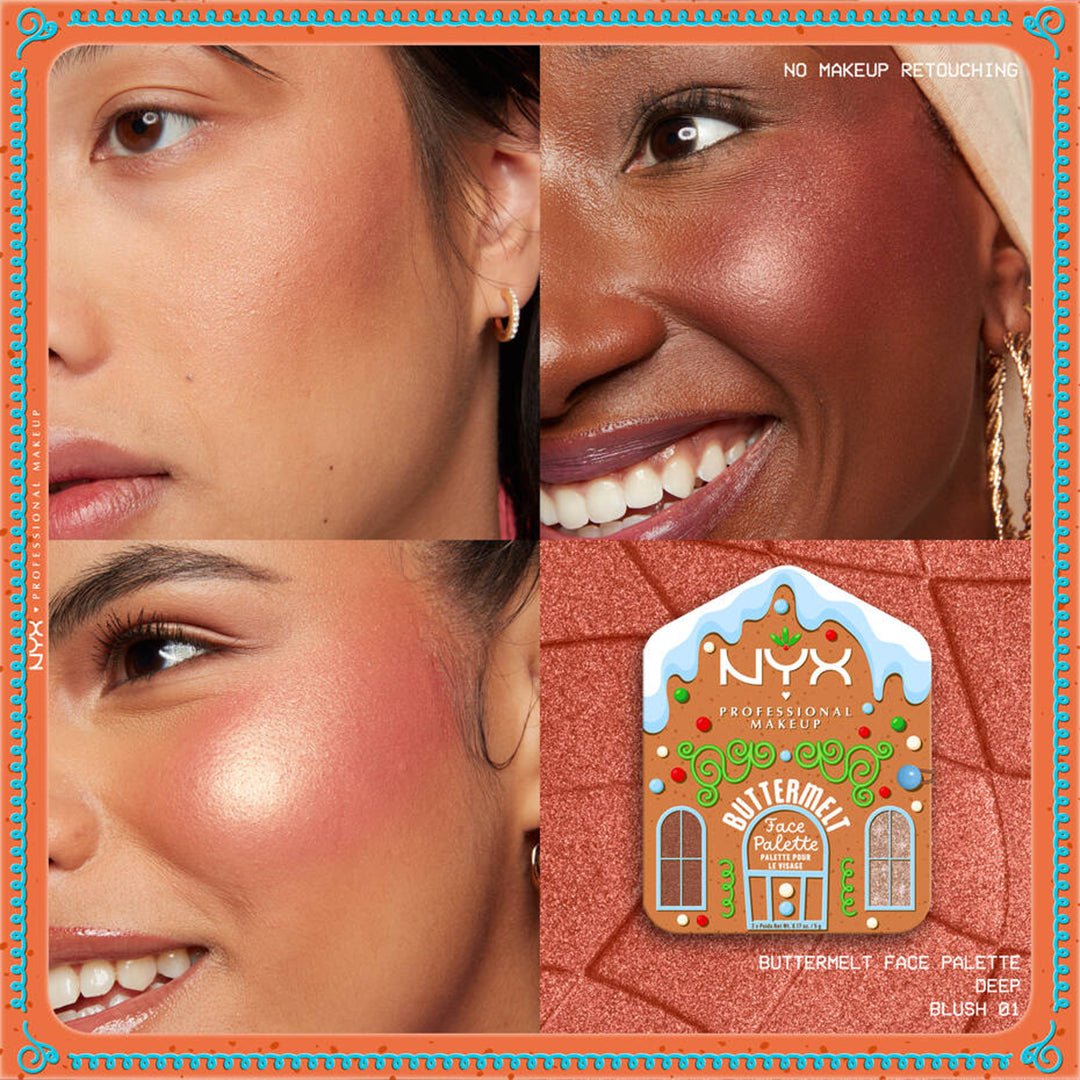 NYX Holiday Buttermelt Face Palette - 02 Cocoa And Spice Face Palette - XOXO cosmetics