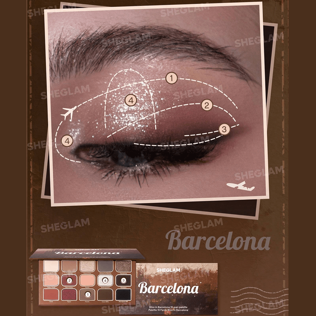 SHEGLAM Bliss In Barcelona 15-Pan Eyeshadow Palette Eyeshadow - XOXO cosmetics