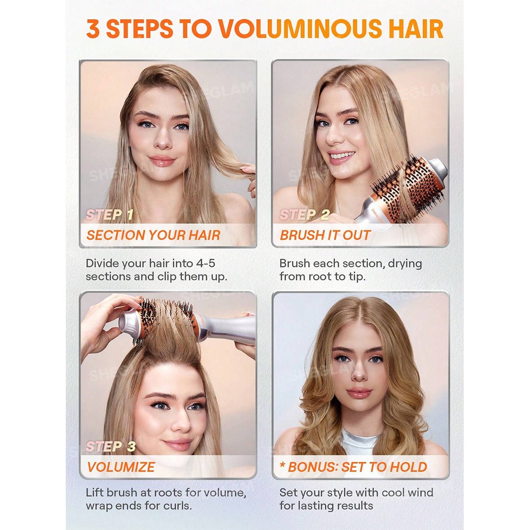 SHEGLAM Blowout Bliss Volumizing Hot Air Brush - UK Plug * Global Item Hair Dryers & Stylers - XOXO cosmetics