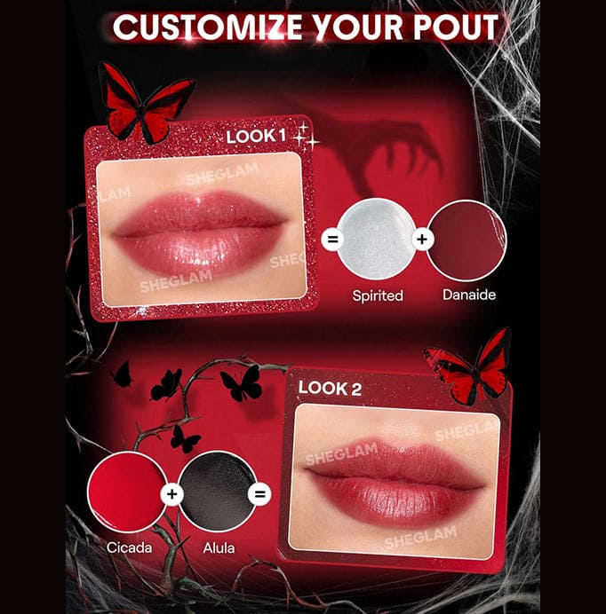 SHEGLAM Crimson Butterfly - Phantom's Kiss Lip Gloss Palette Lip Kit - XOXO cosmetics