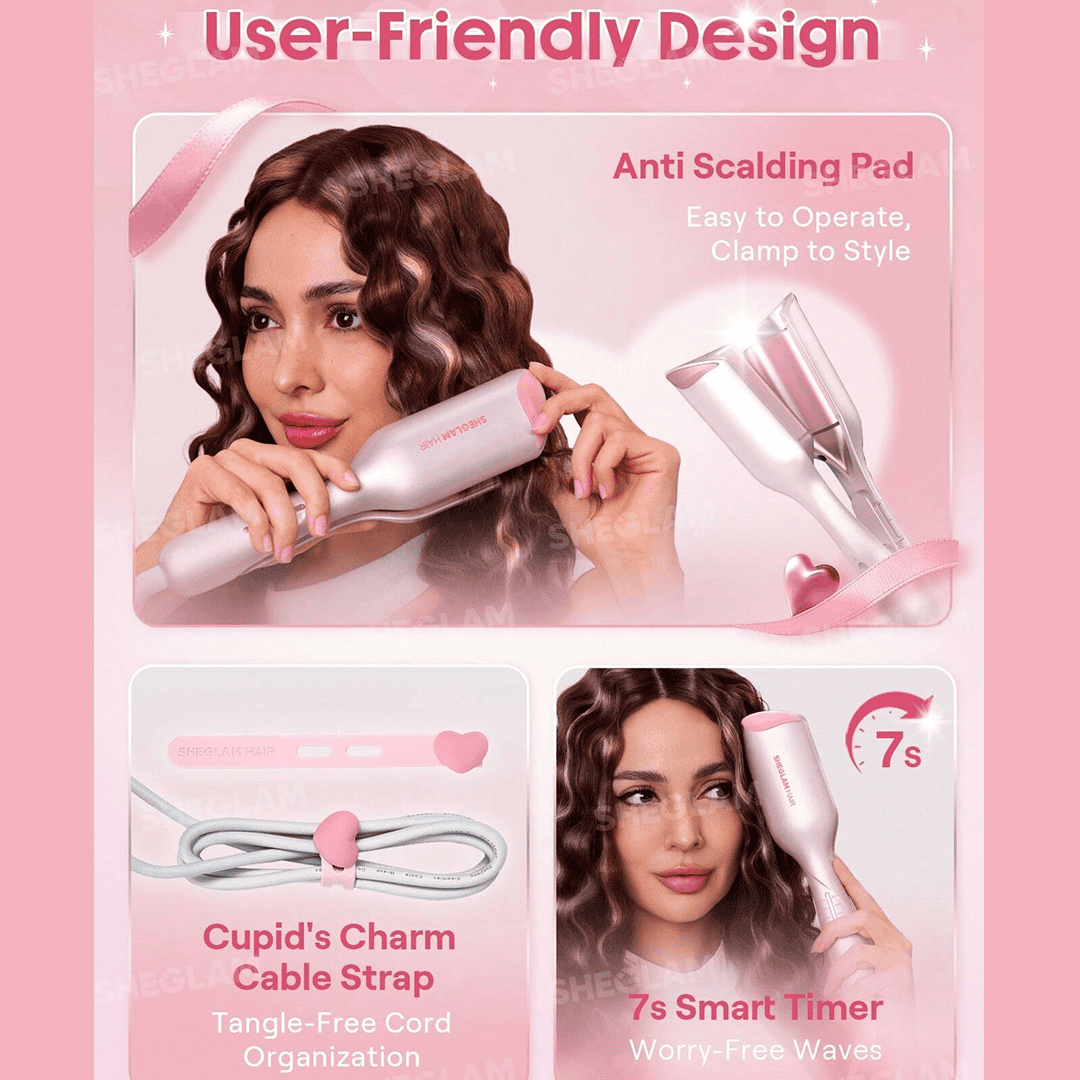 SHEGLAM Cupid's Charm Beach Babe Hair Waver - UK Plug * Global Item Hair Dryers & Stylers - XOXO cosmetics
