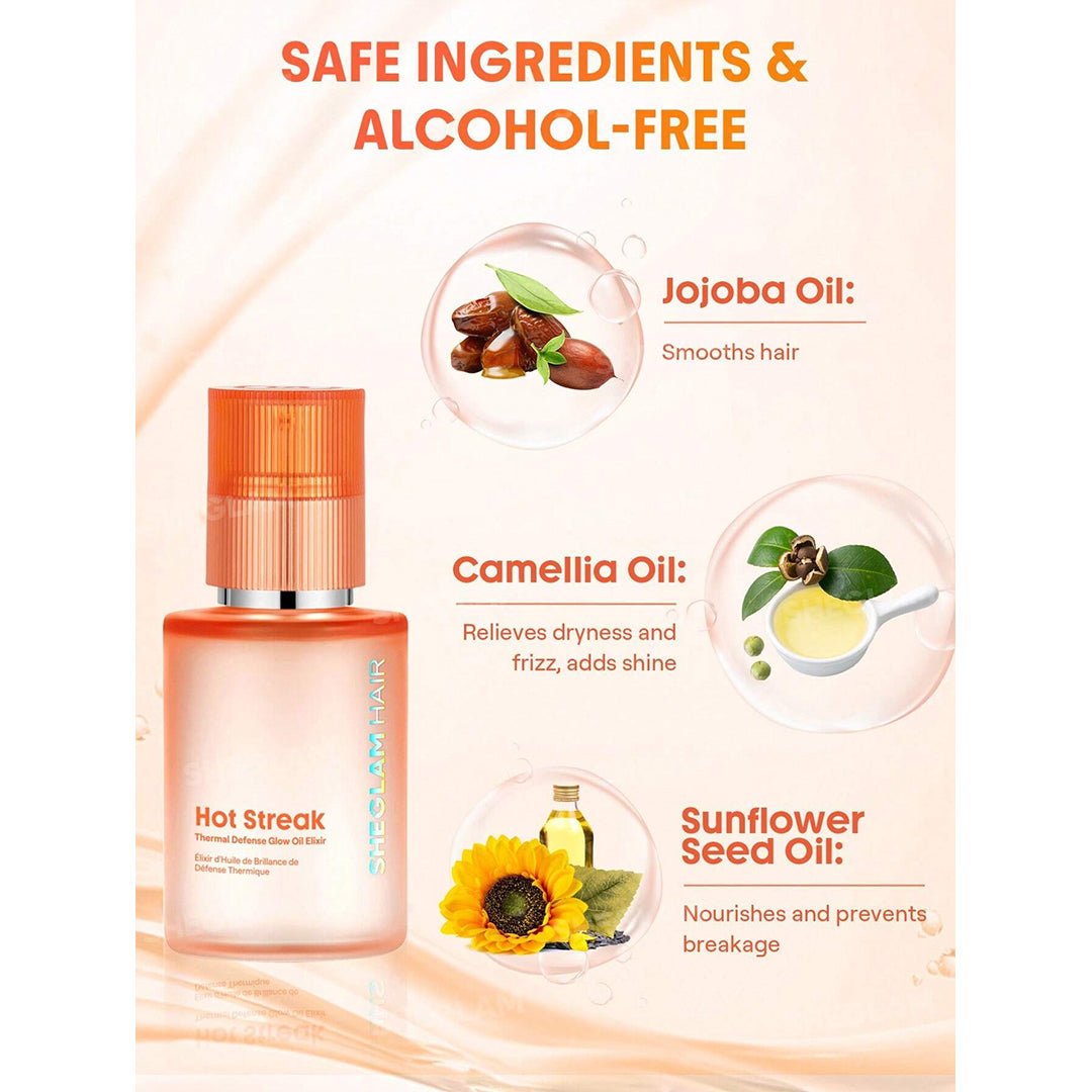 SHEGLAM Hot Streak Thermal Defense Glow Oil Elixir Hair Serum - XOXO cosmetics