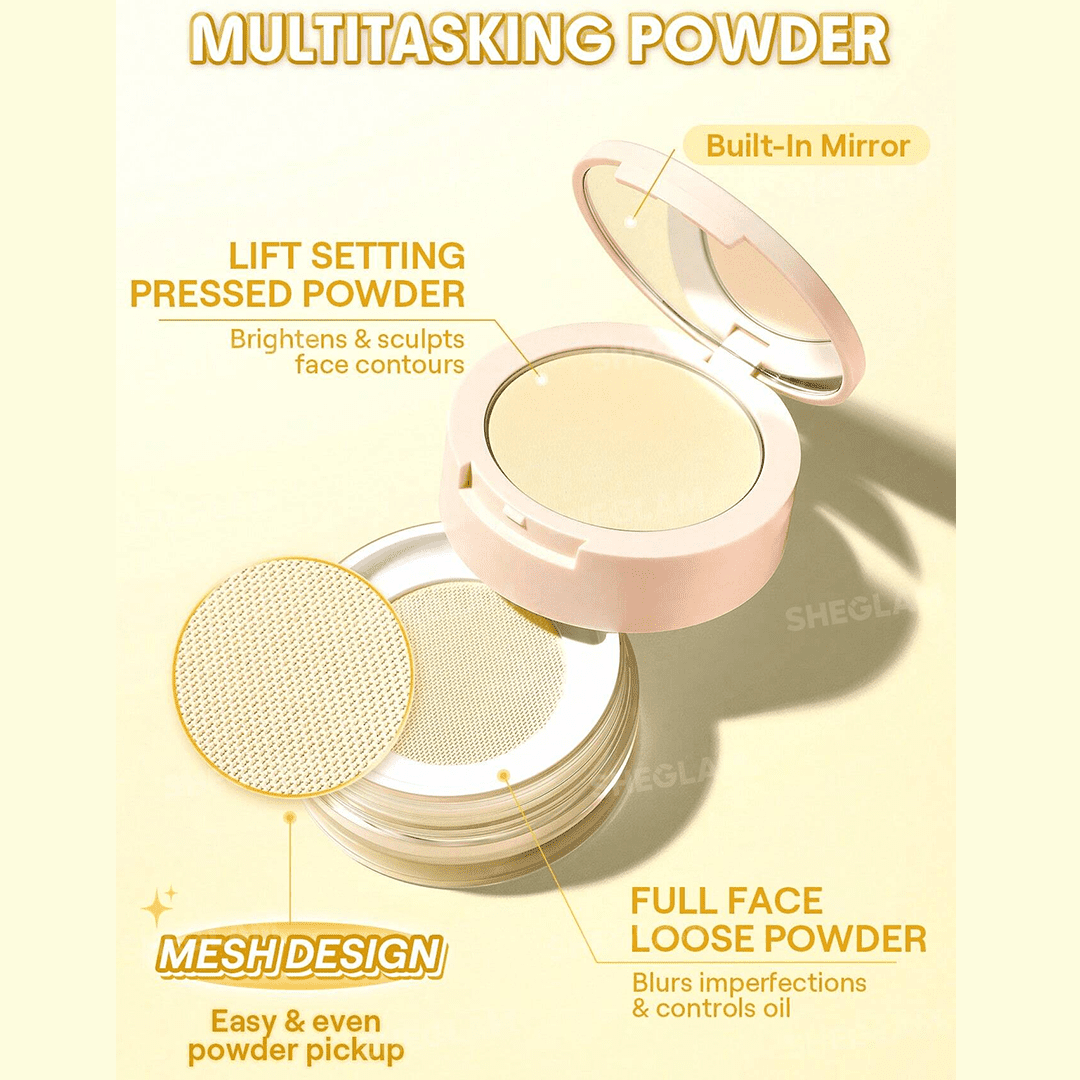 SHEGLAM Insta-Ready Ultra-Fine Blur & Lift Setting Powder Duo - Banana Powder - XOXO cosmetics