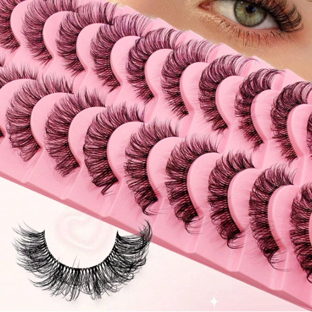 SHEIN - 10 Pairs False Eyelashes Clear Band Russian Strip Lashes Eyelashes - XOXO cosmetics