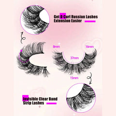 SHEIN - 10 Pairs False Eyelashes Clear Band Russian Strip Lashes Eyelashes - XOXO cosmetics