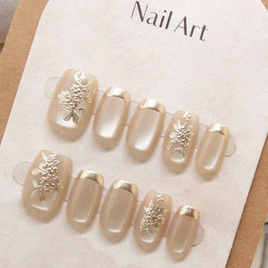 SHEIN 10Pcs Elegant Look & Brightening Press On Nails - Small Press On Nails - XOXO cosmetics