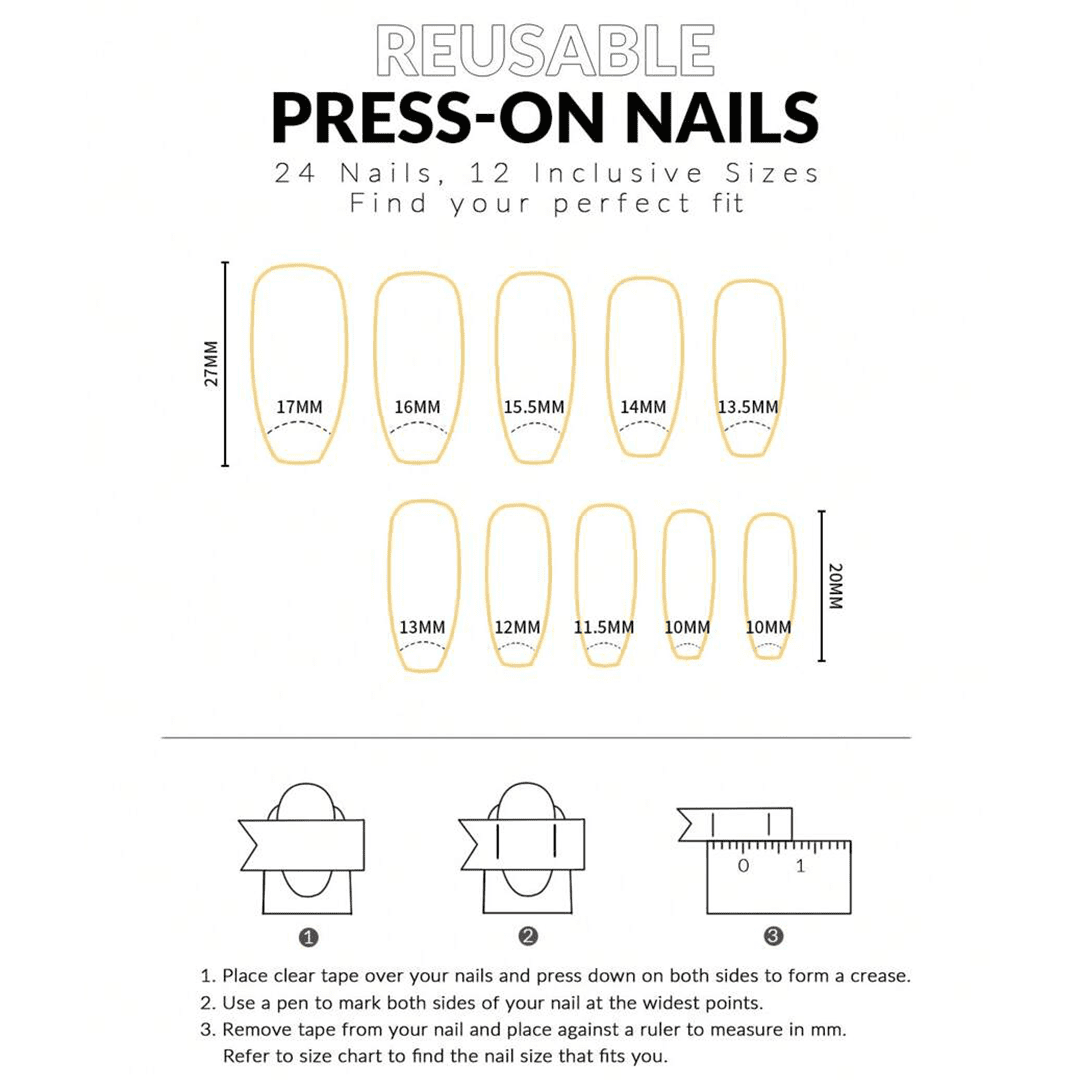 SHEIN 24Pcs Nail Gems Long Almond Glitter Geometry Stripe Pattern Press On Nails Press On Nails - XOXO cosmetics