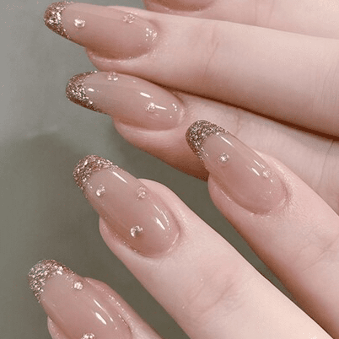 SHEIN 24Pcs Nail Gems Long Almond Glitter Geometry Stripe Pattern Press On Nails Press On Nails - XOXO cosmetics