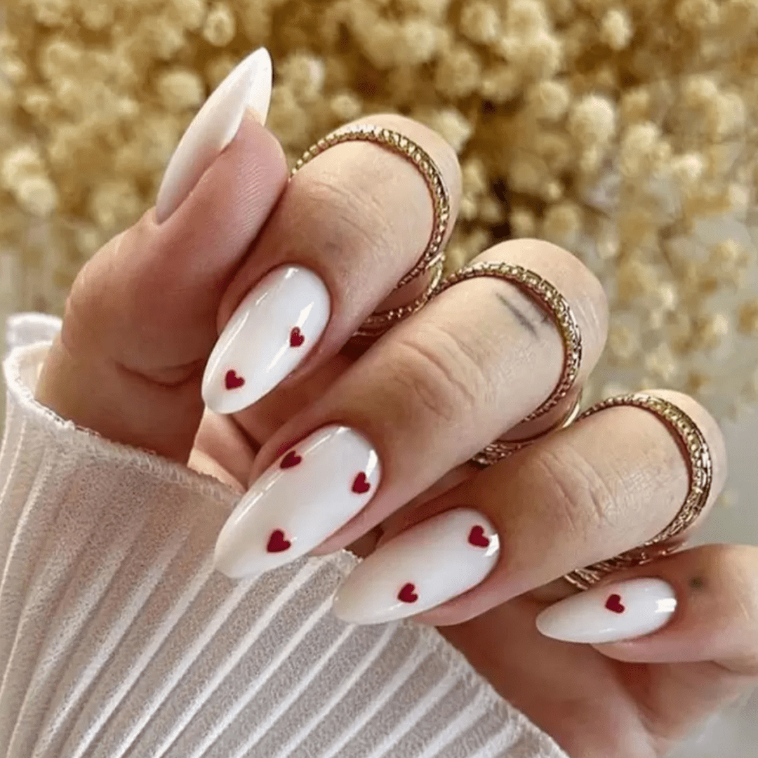 SHEIN 24Pcs Romantic Red Simple Style Almond-Shaped Press On Nails Press On Nails - XOXO cosmetics
