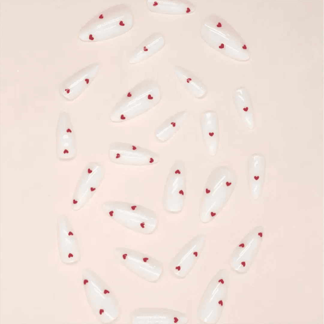SHEIN 24Pcs Romantic Red Simple Style Almond-Shaped Press On Nails Press On Nails - XOXO cosmetics